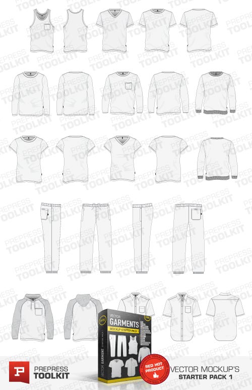 Vector t-shirt polo shirt hood jumper mockup templates