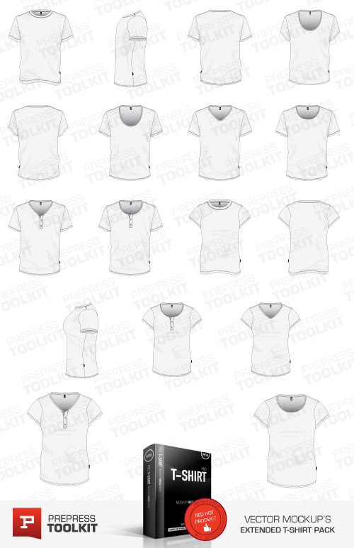 T-Shirt Template v-neck round neck scoop button mens womens t-shirt