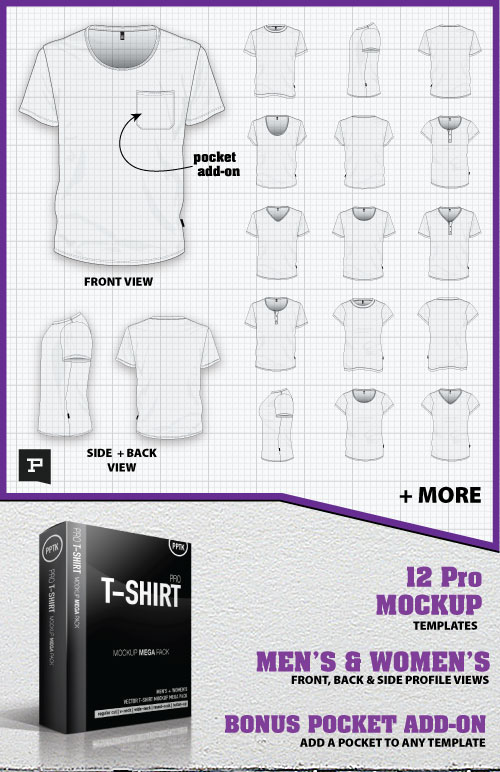 Vector T Shirt Template Design Mockup Mega Pack