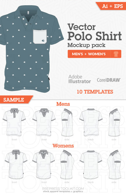 mens womens vector polo shirt drawn