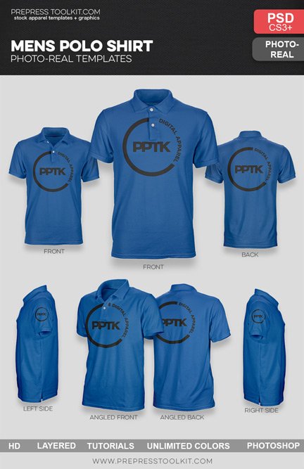 Mens polo shirt template psd ghosted photo real
