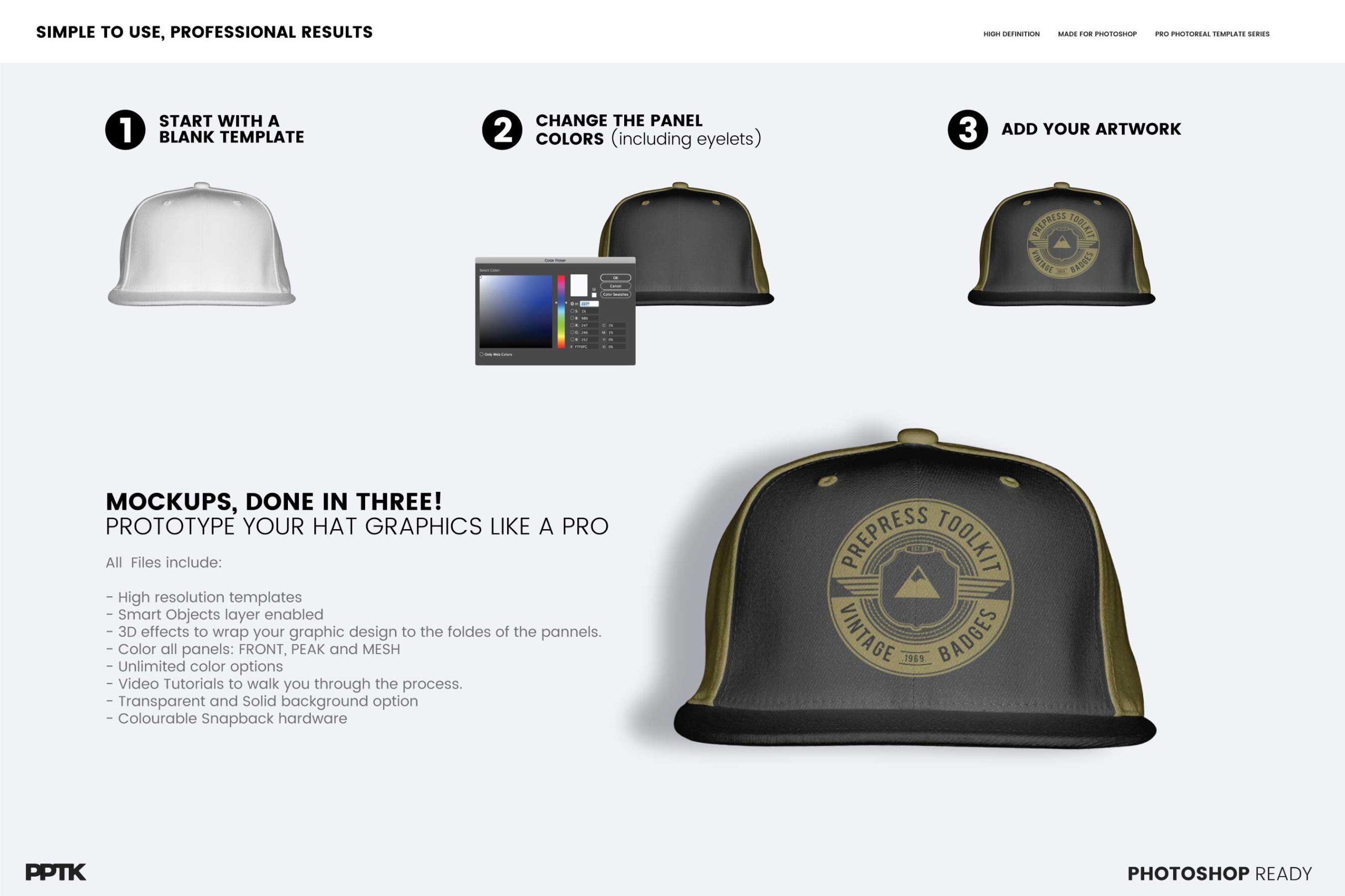 how to creat flat peak hat mockup