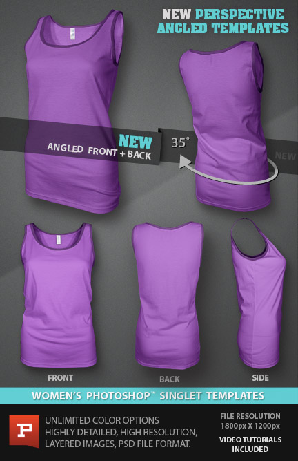 Womens blank Singlet template ghosted photoshop file download