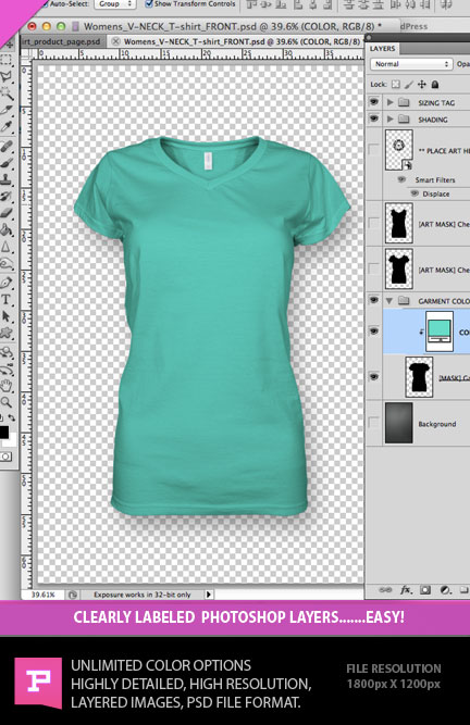 womens v-neck t-shirt template mockup layered photoshop file