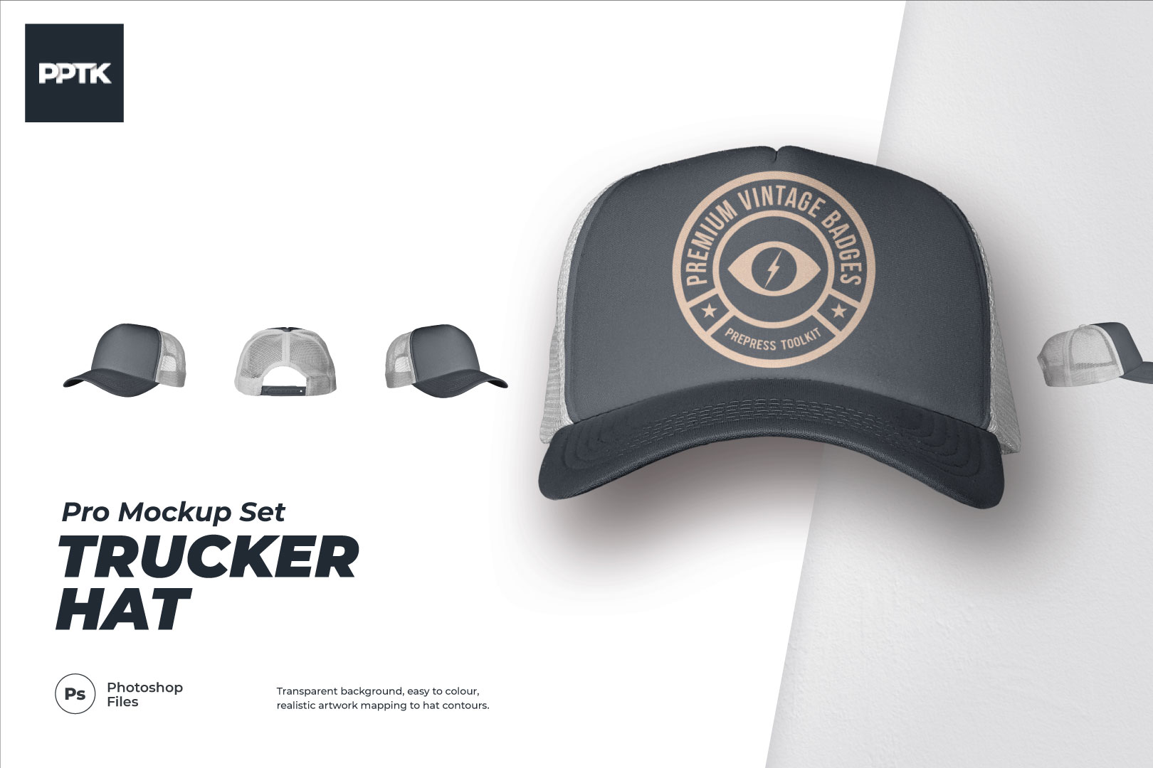 Trucker Hat Mockup - Foam Mesh (PSD) - PrePress Toolkit