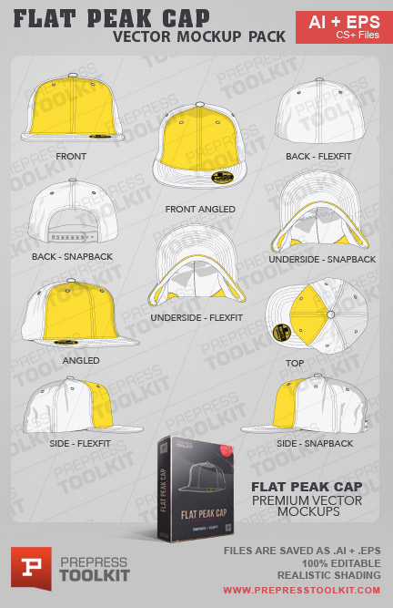 Vector Flat Peak Cap Hat Mockup Template Illustrator