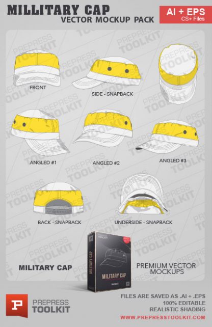 Vector Military Cap snapback mockup template illustrator