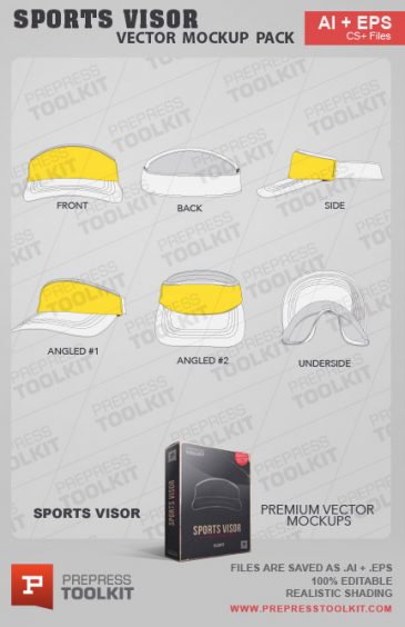 Vector Sports Visor flexfit cap Mockup Templae Illustrator Corel Draw
