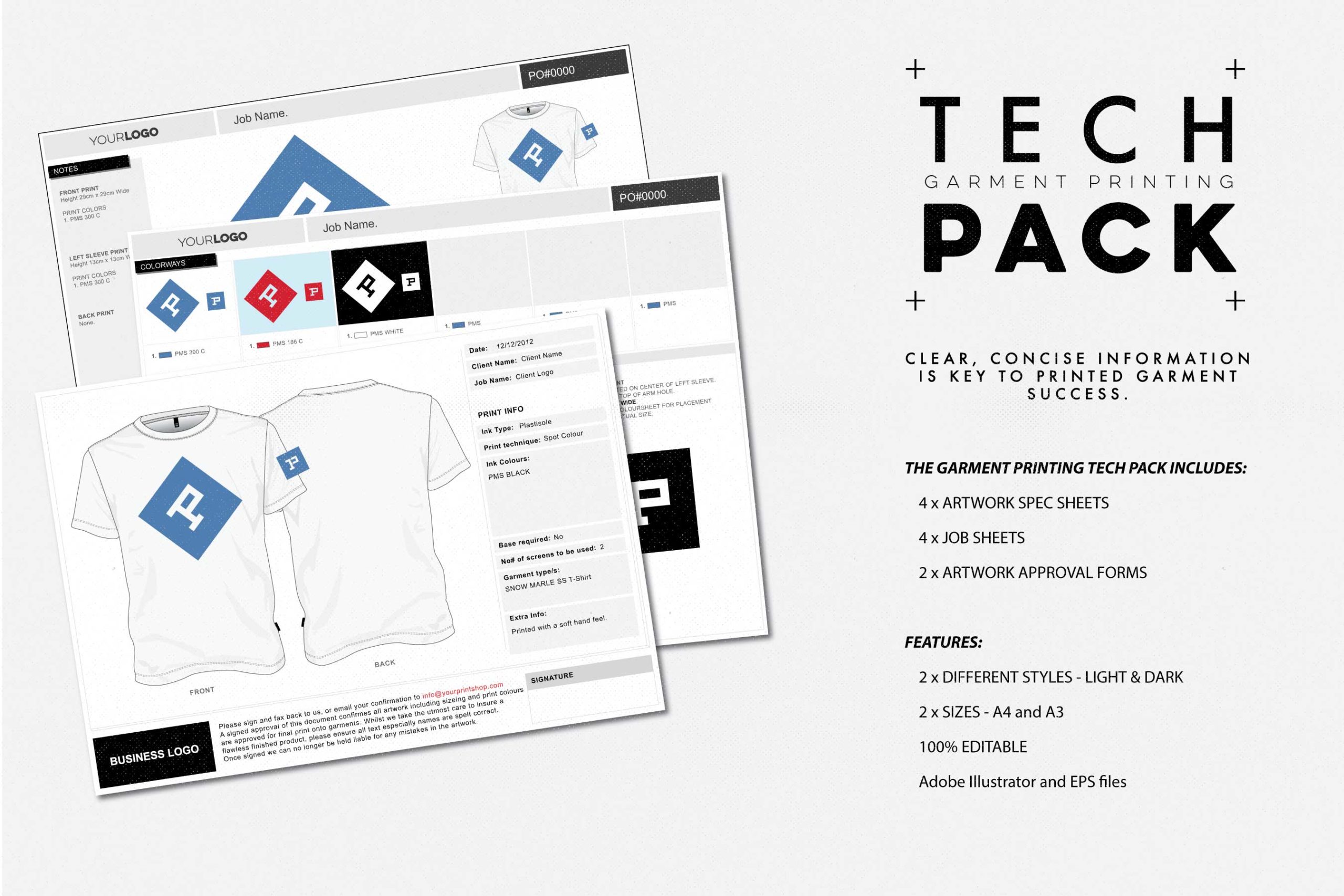 Tech Pack Template - Job Sheets and Artwork Approval Forms