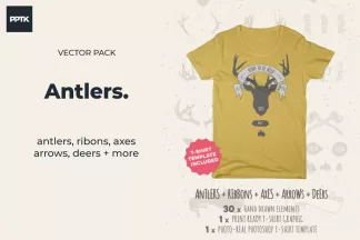 antlers and deer vector art pack