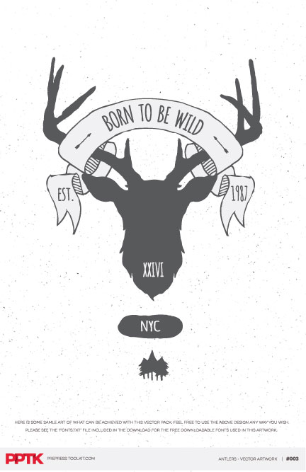 large antlers vector t-shirt graphics download