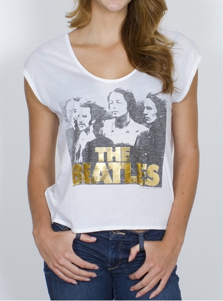 beatles t-shirt womens gold foil