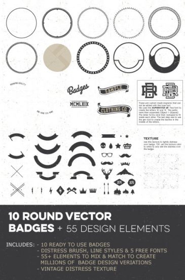 Round Badge Designs - Vector Pack - PrePress Toolkit