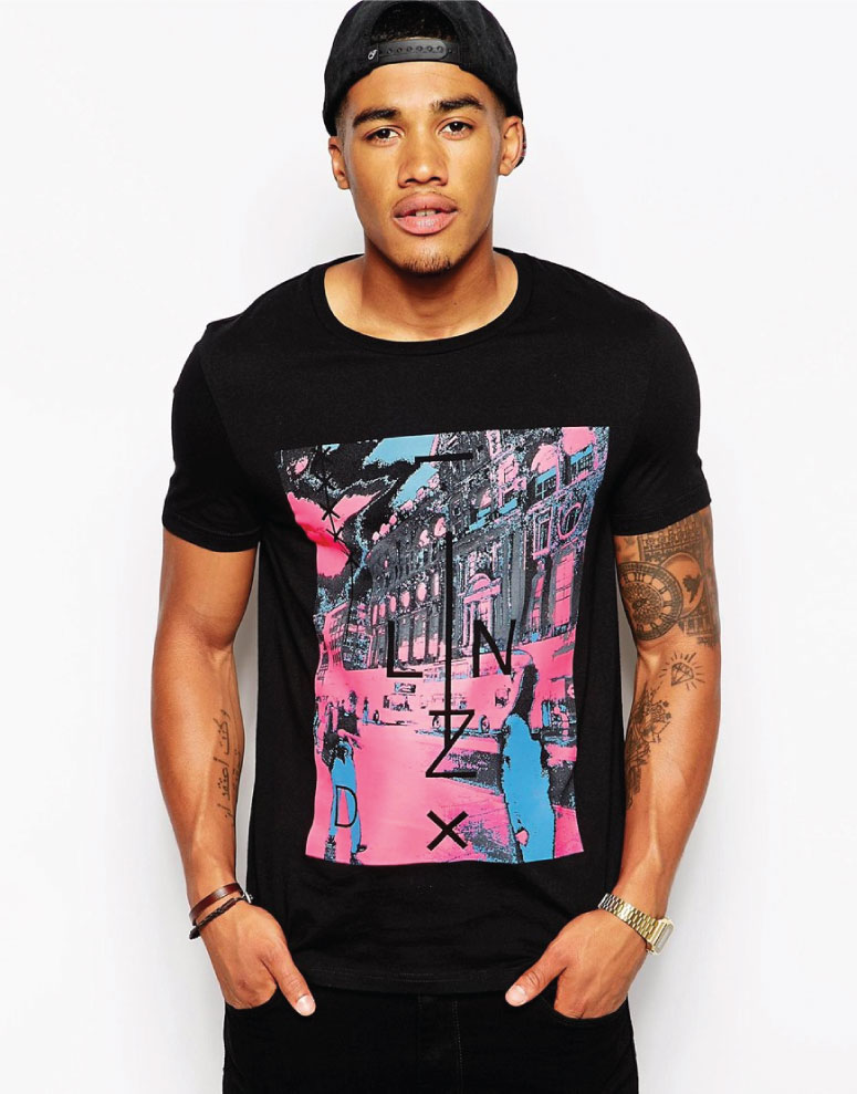 asos neon print on black t-shirt