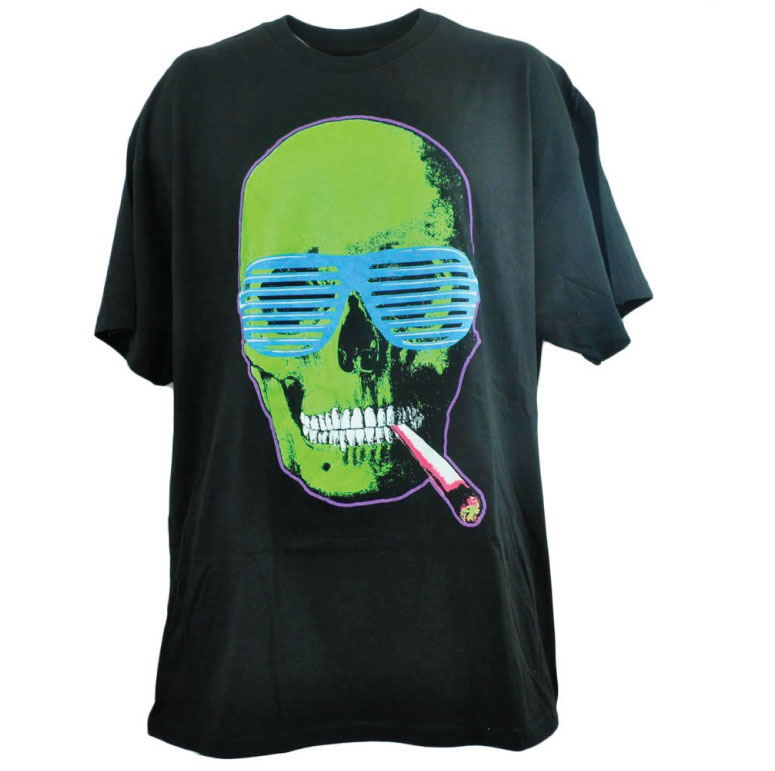 neon skull fluorescent screen print example