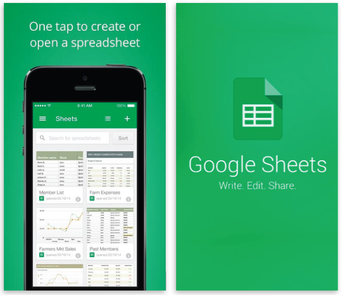 best iOS apps for designers ecommerce google sheets app