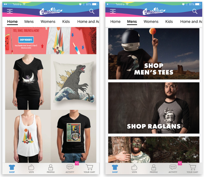 best iOS apps for designers ecommerce threadless app