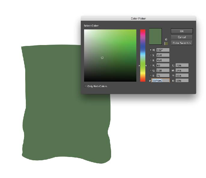 selecting a color for t-shirt block in illustrator