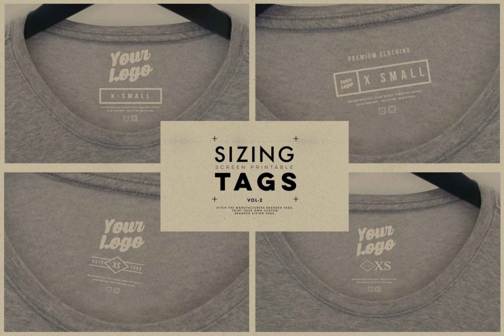 Screen Print Clothing Sizing Tag Templates - VOL 2