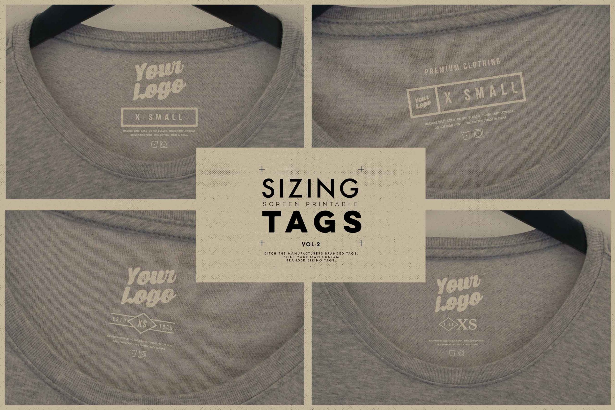 Screen Print Clothing Sizing Tag Templates VOL 2