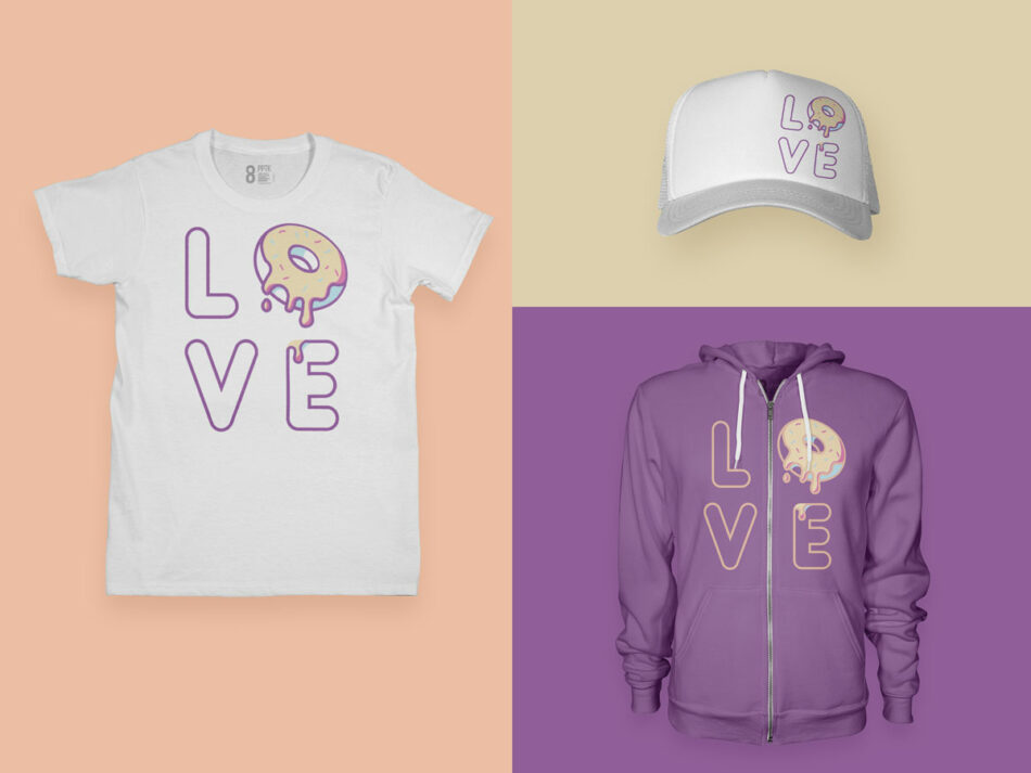 love donut t-shirt design pre separated